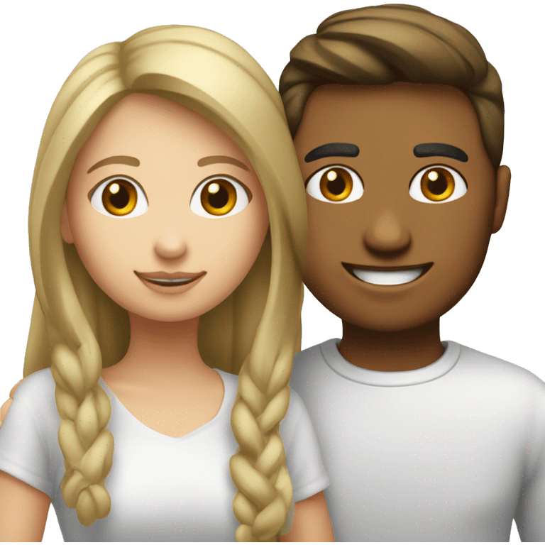 un joven blanco con una chica blanca besándose  emoji