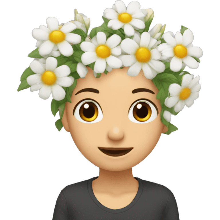 Forzuda con flores en la cabeza emoji