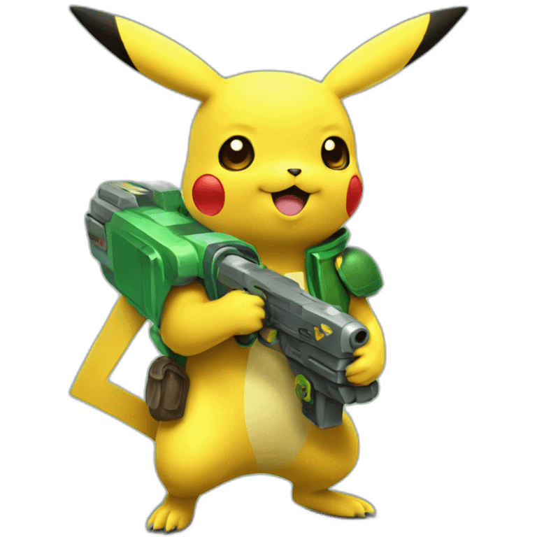 pikachu holding green raygun emoji