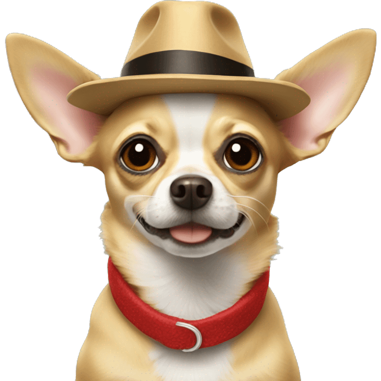 Chihuahua with which's hat emoji