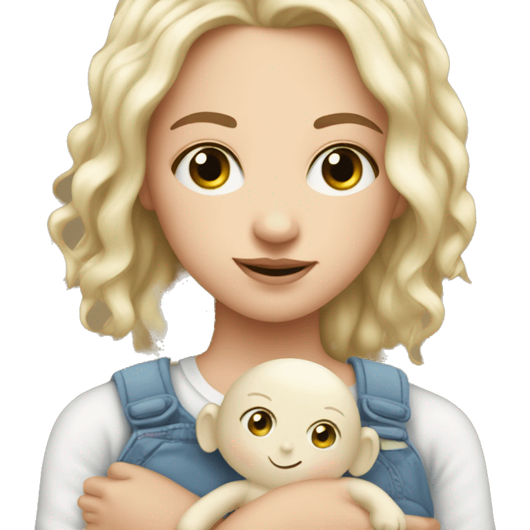 little white girl with baby human plushy emoji