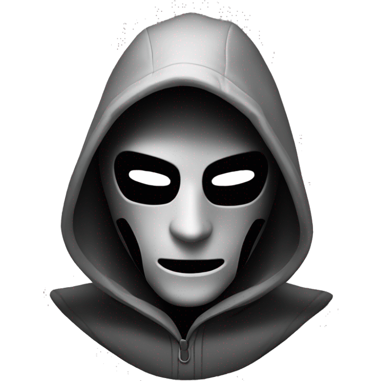 grayscale black mysterious masked hooded man emoji