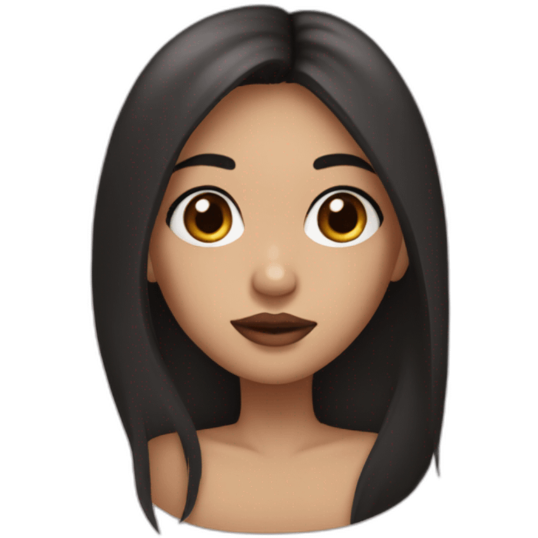 Girl with big brown eyes, long black hair and full lips   emoji