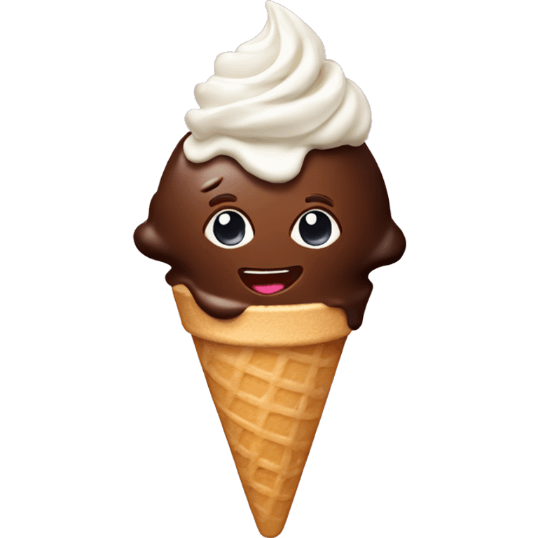 Chocolate ice cream sundae emoji