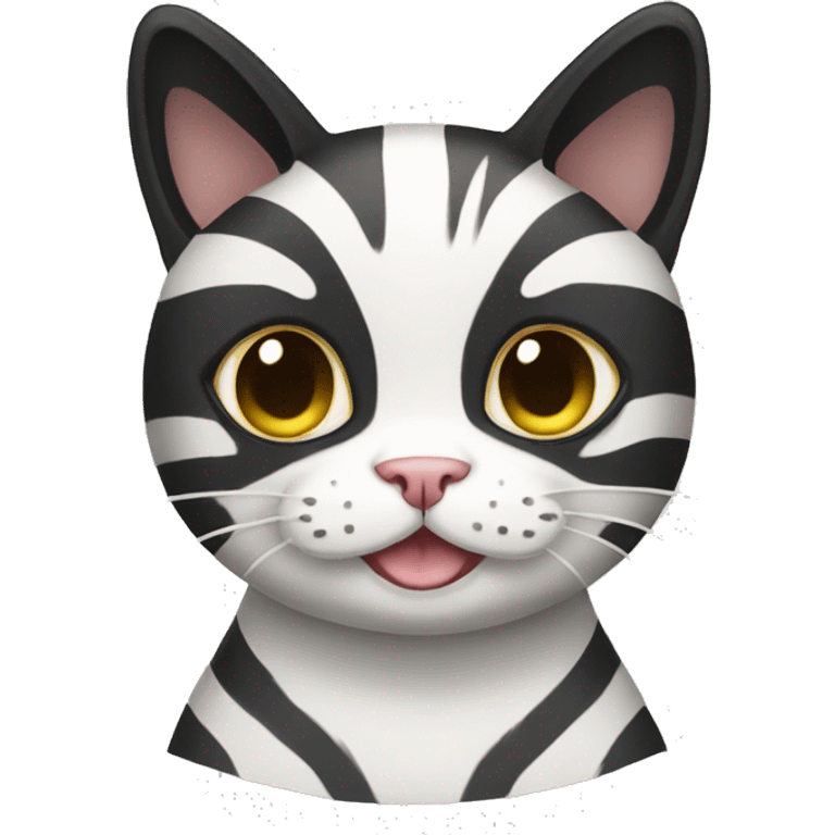 black & white cat with stripes male happy full body emoji