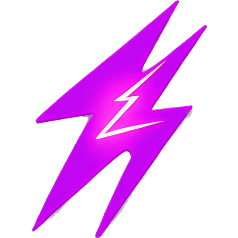 A bold lightning bolt with sharp edges, glowing in neon purple and hot pink. Set against a black background with a faint electric glow effect. Add subtle sparks for extra energy. emoji