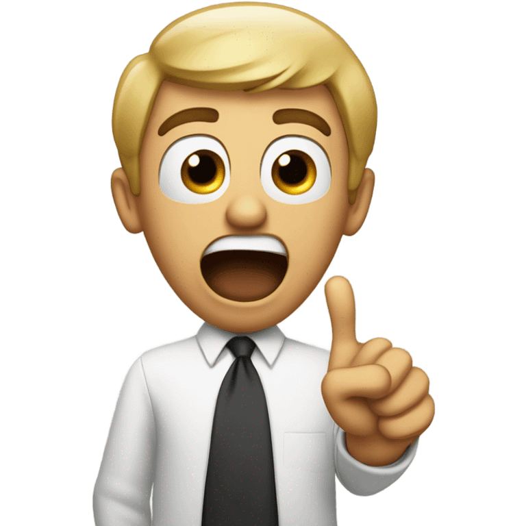 Shocked man looking forward and pointing to something behind him emoji