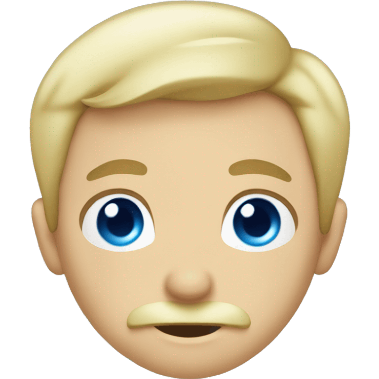 Boy with blue eyes and blond hair and with a mustache emoji