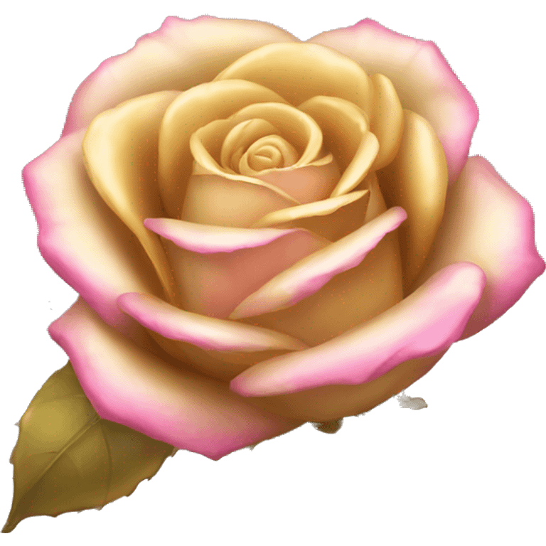 Golden rose with pink tipped petals  emoji