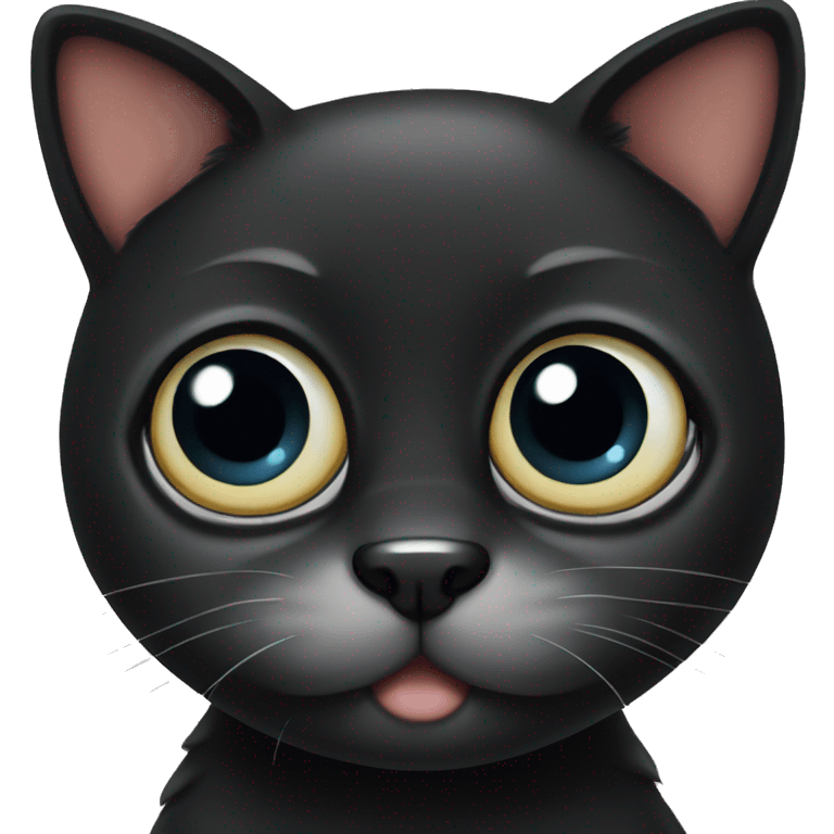 Black Cute Cat Big Eyes emoji