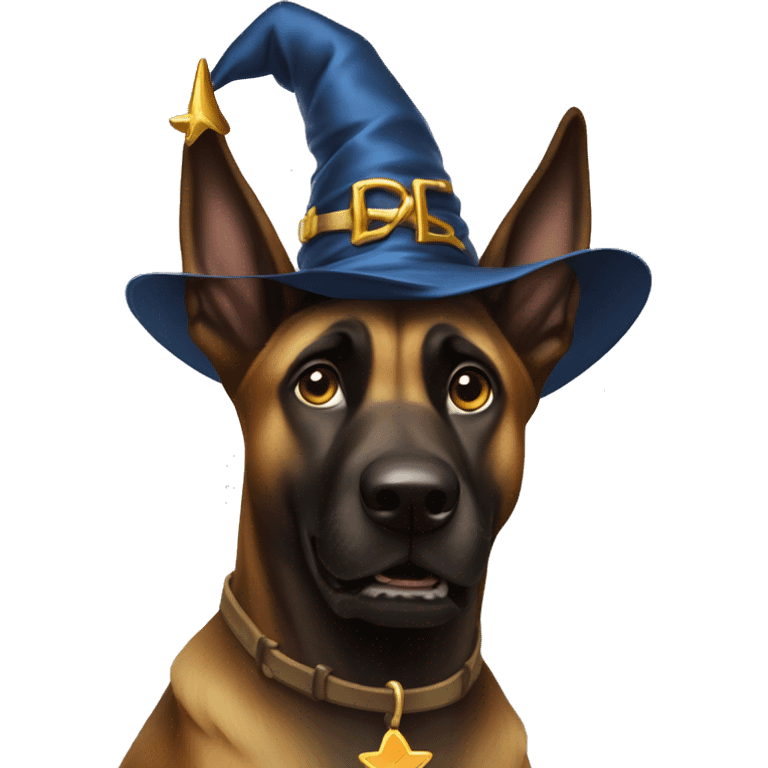 malinois dog with wizard scared emoji