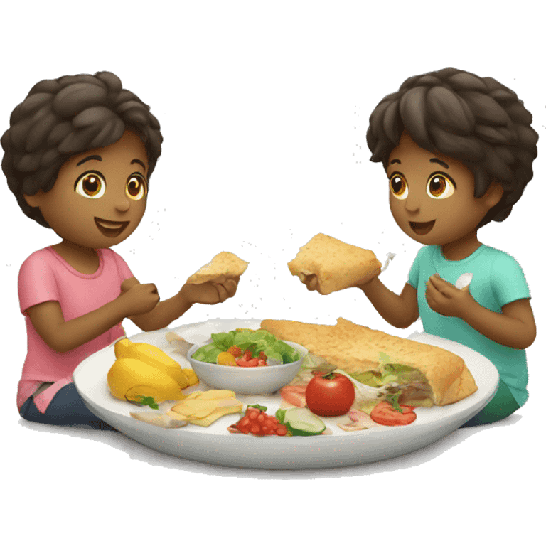 2 children sharing food emoji