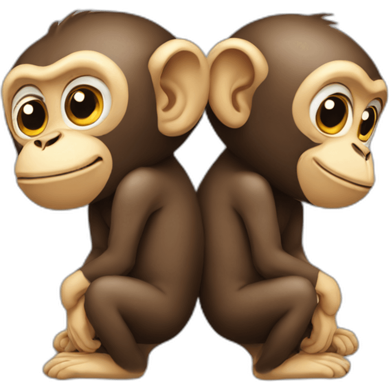 two monkeys in a line with one bent over emoji