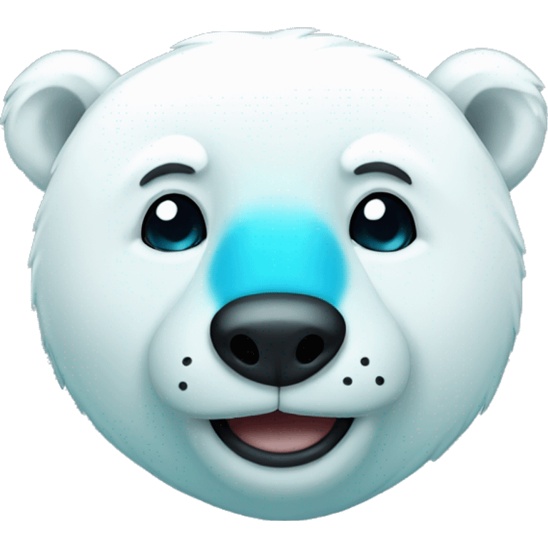 Polar bear with a cyan nose smiling emoji