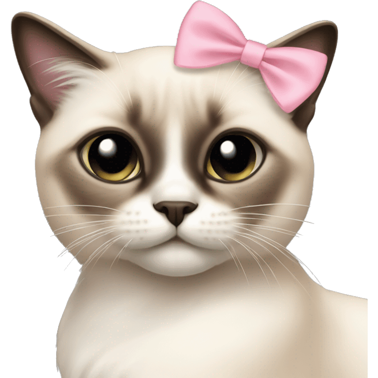 Long hair Siamese cat with pastel pink bow emoji