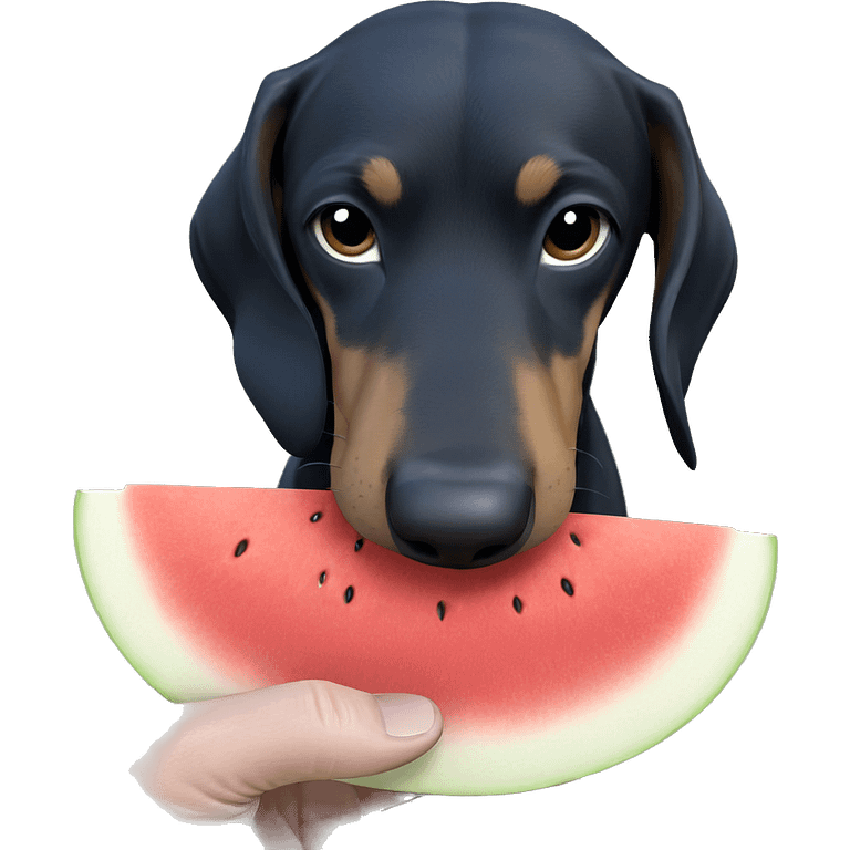 dog holding fruit in focus emoji