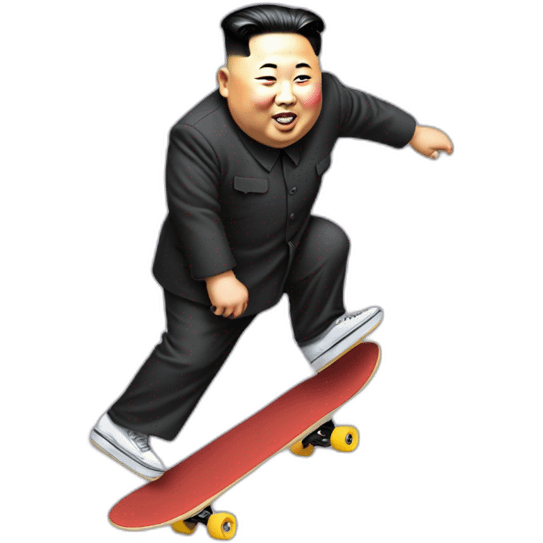 Kim jong-un riding skate board emoji