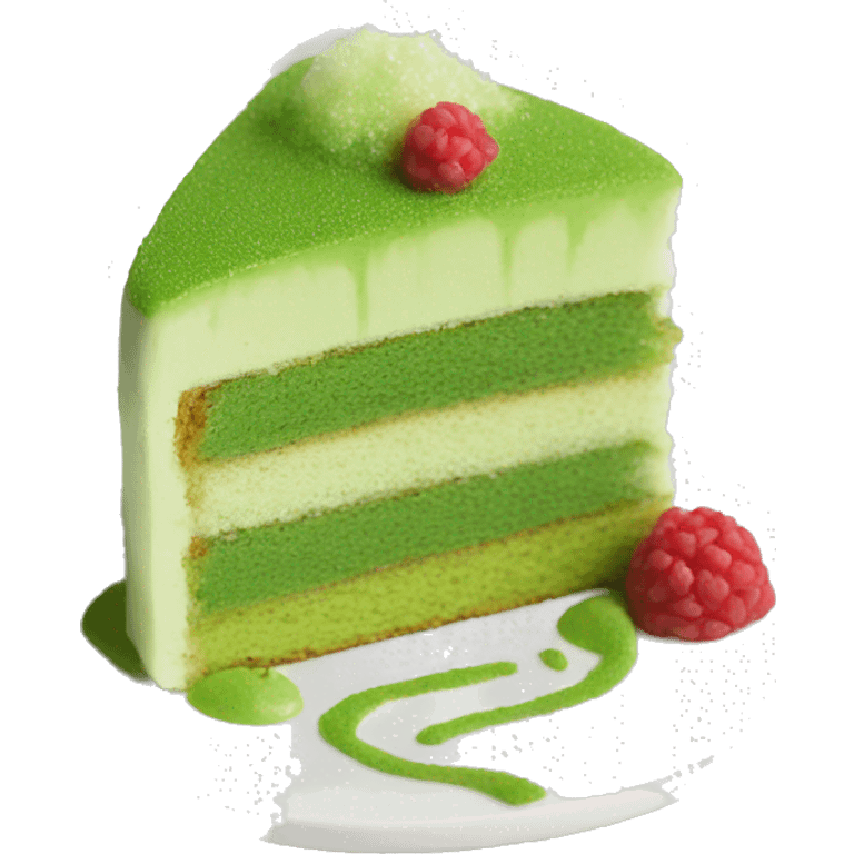 matcha cake on a white plate emoji