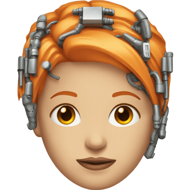 Head Female cyborg orange hair and circuits emoji