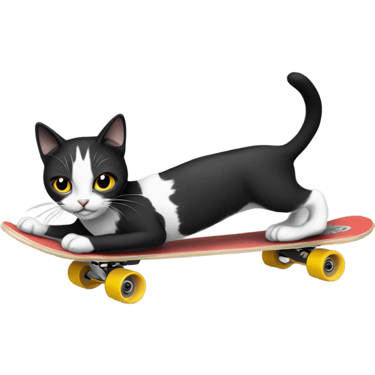 Black and white cat skateboarding  emoji