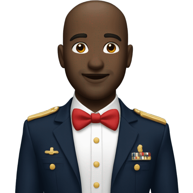 A white  man with red lipstick wearing a navy outfit  emoji