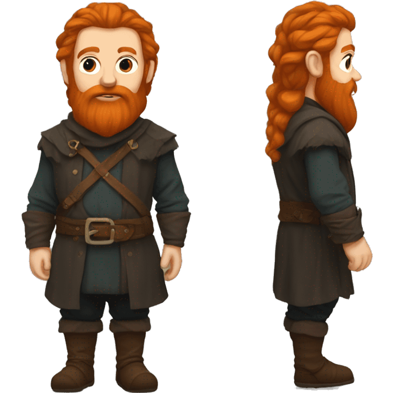 Full body of a rogue dwarf with a long ginger  beard emoji