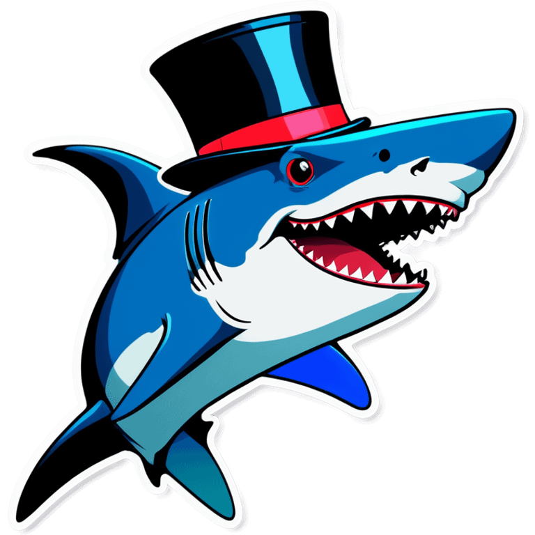 Shark with a top hat emoji