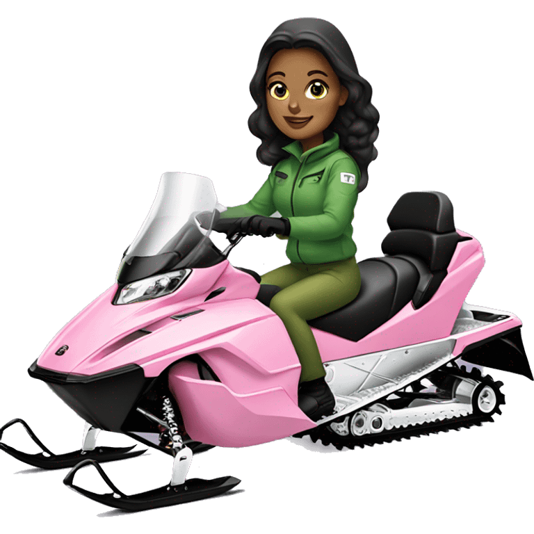 Girl sitting on pink arctic cat snowmobile  emoji