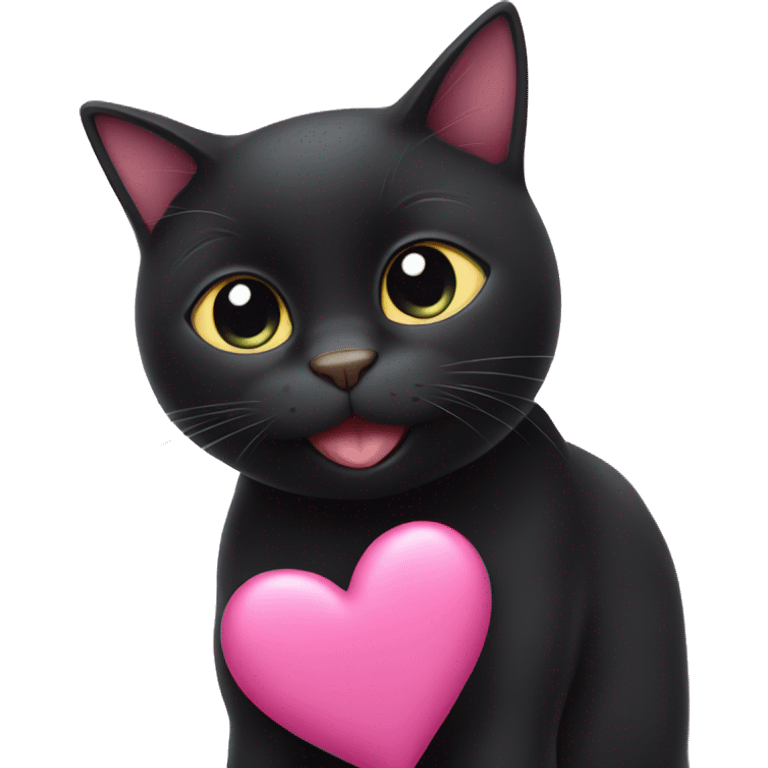 A black cat within a pink heart  emoji