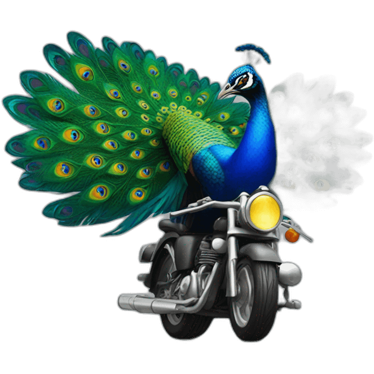 peacock on a motorcycle emoji