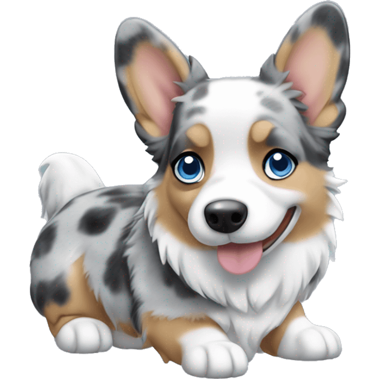 Blue Merle corgi with blue eyes no tail emoji