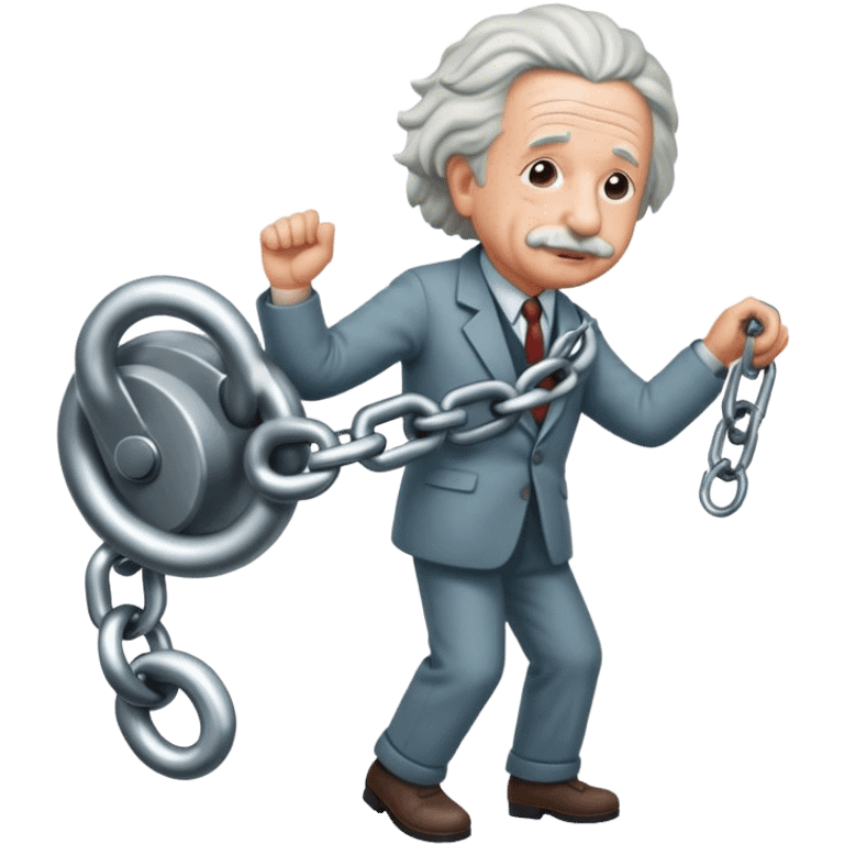 Albert einstein pulling on a chain emoji