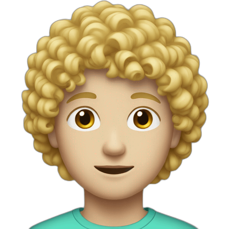 A white teenager boy with a round face short curly blonde emoji