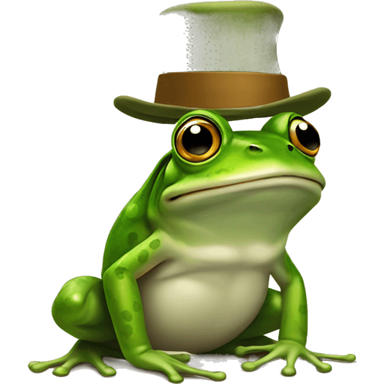 Frog with a hat ￼ emoji