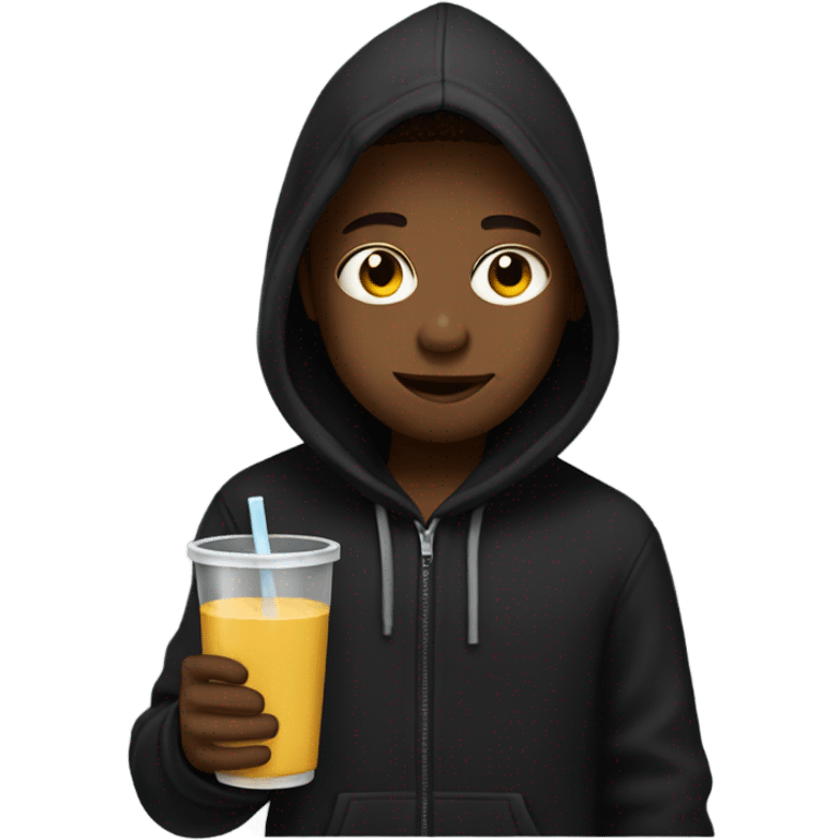 boy in black hoodie drinking emoji