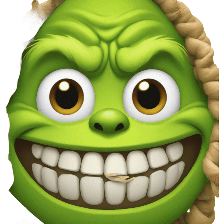 Grinch with worms as teeth emoji