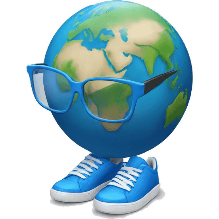 earth with glasses and blue tenis shoes emoji