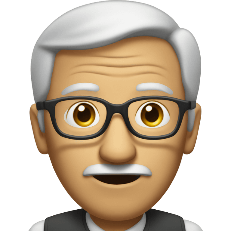 Old man with spectacle examining text emoji