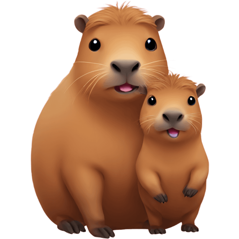 cute capybara with baby emoji