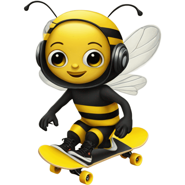 bumble cute bee skate boarding  emoji