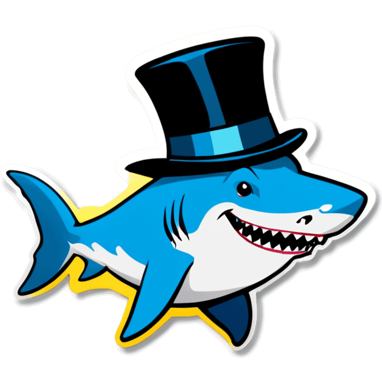 Shark with a top hat emoji