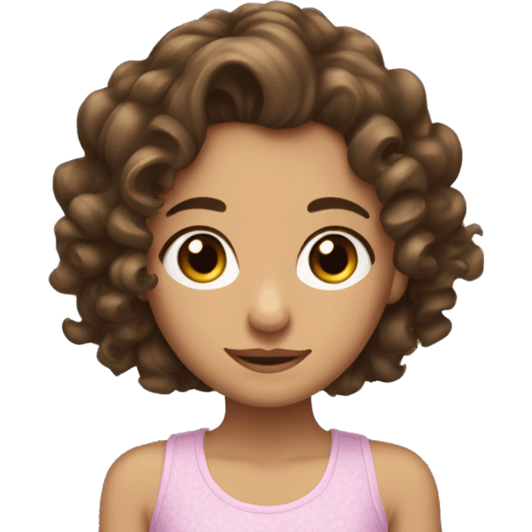 Create an emoji of a brunette girly girl with some lil curls on her hair emoji