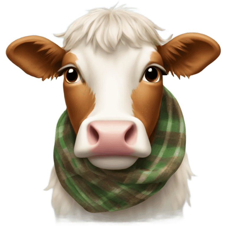 A Shetland cow with a scarf on emoji