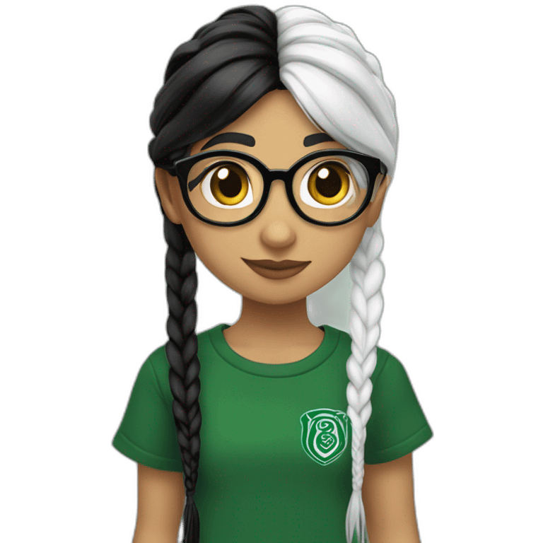 Mia Khalifa black braid white tshirt green sleeves slytherin logo emoji