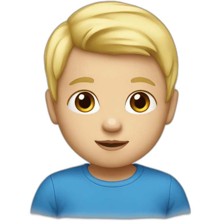 A baby with blond hair and a blue T-shirt emoji