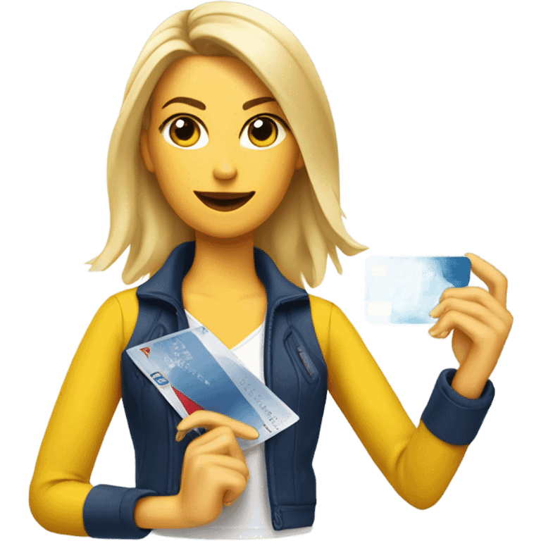 Blonde Ralph lauren women cutting credit card in half  emoji