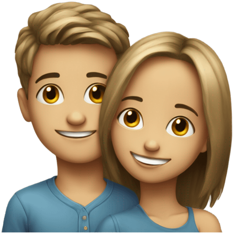 happy girl and boy kissing portrait  emoji