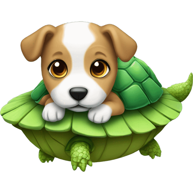 Puppy floating on a turltle emoji