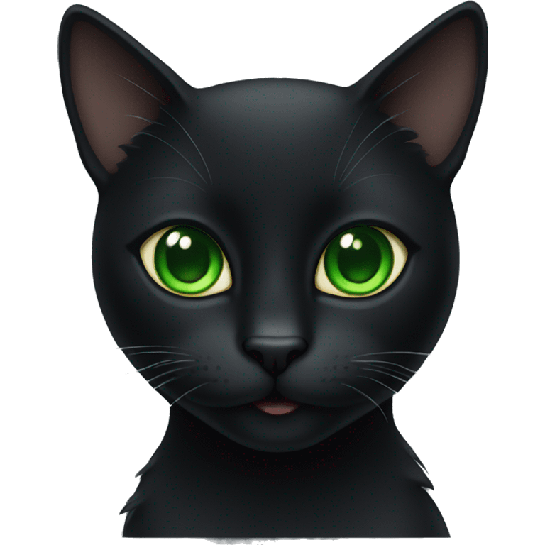 Black cat with green eyes  emoji