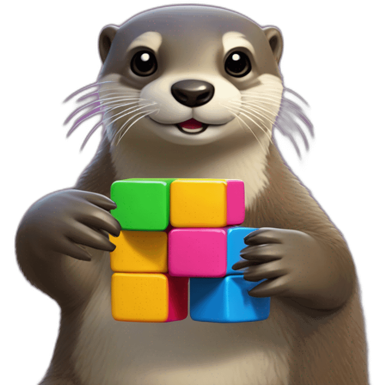 Loutre qui fait un rubiks cube emoji